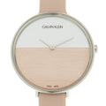 Calvin Klein Rise White Beige Dial Beige Leather Strap Watch for Women - K7A231XH