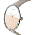 Calvin Klein Rise White Beige Dial Beige Leather Strap Watch for Women - K7A231XH