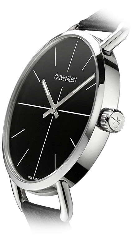 Calvin Klein Evan Black Dial Black Leather Strap Watch for Men - K7B211CZ