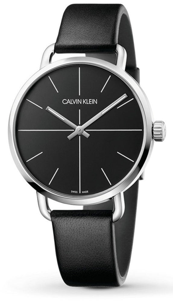 Calvin Klein Evan Black Dial Black Leather Strap Watch for Men - K7B211CZ