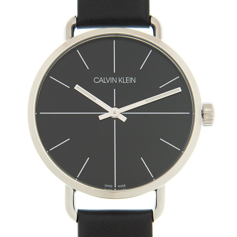 Calvin Klein Evan Black Dial Black Leather Strap Watch for Men - K7B211CZ