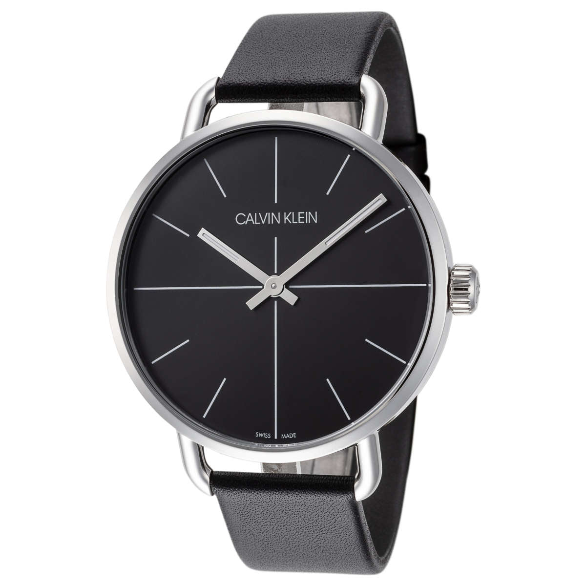 Calvin Klein Evan Black Dial Black Leather Strap Watch for Men - K7B211CZ