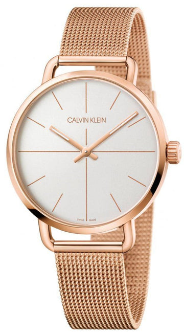 Calvin Klein Even White Dial Rose Gold Mesh Bracelet Watch for Women - K7B21626