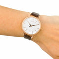 Calvin Klein Even White Dial Brown Leather Strap Watch for Women - K7B236G6