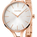 Calvin Klein Graphic Silver Dial Rose Gold Steel Strap Watch for Women - K7E23646