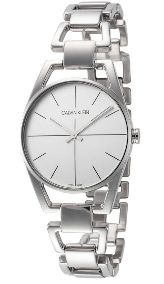 Calvin Klein Dainty Silver Dial Silver Steel Strap Watch for Women - K7L23146