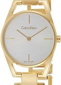 Calvin Klein Dainty White Dial Gold Steel Strap Watch for Women - K7L23546