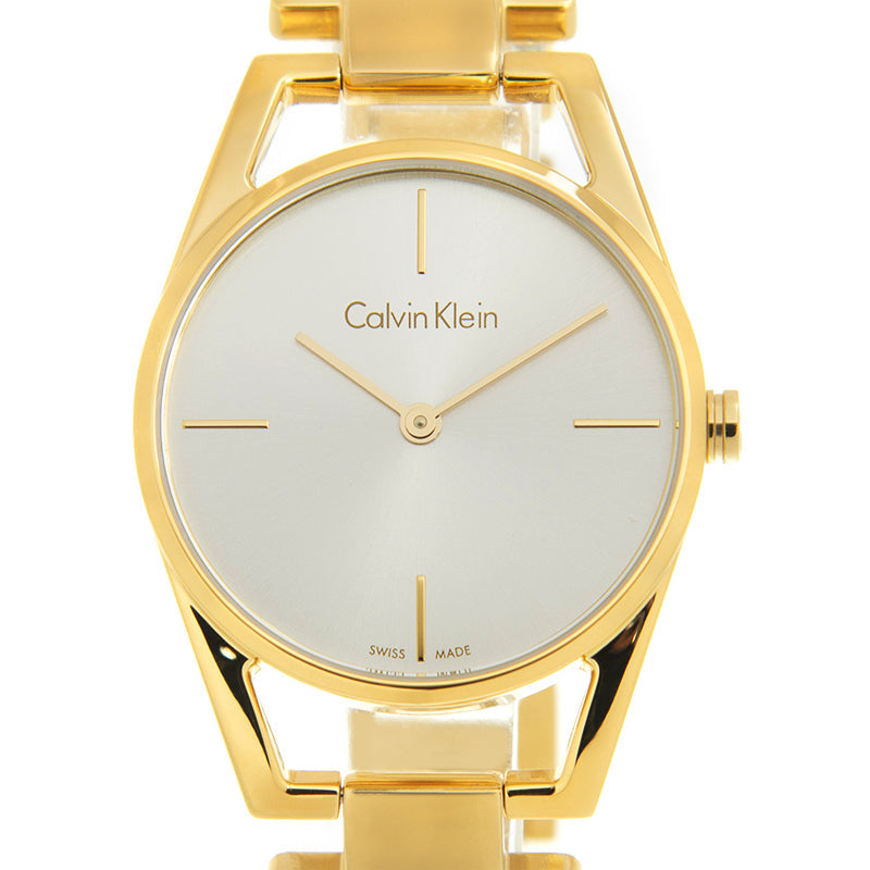 Calvin Klein Dainty White Dial Gold Steel Strap Watch for Women - K7L23546