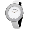 Calvin Klein Chic White Dial White Leather Strap Watch for Women - K7N23TK2