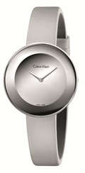 Calvin Klein Chic Silver Dial White Leather Strap Watch for Women - K7N23UP8