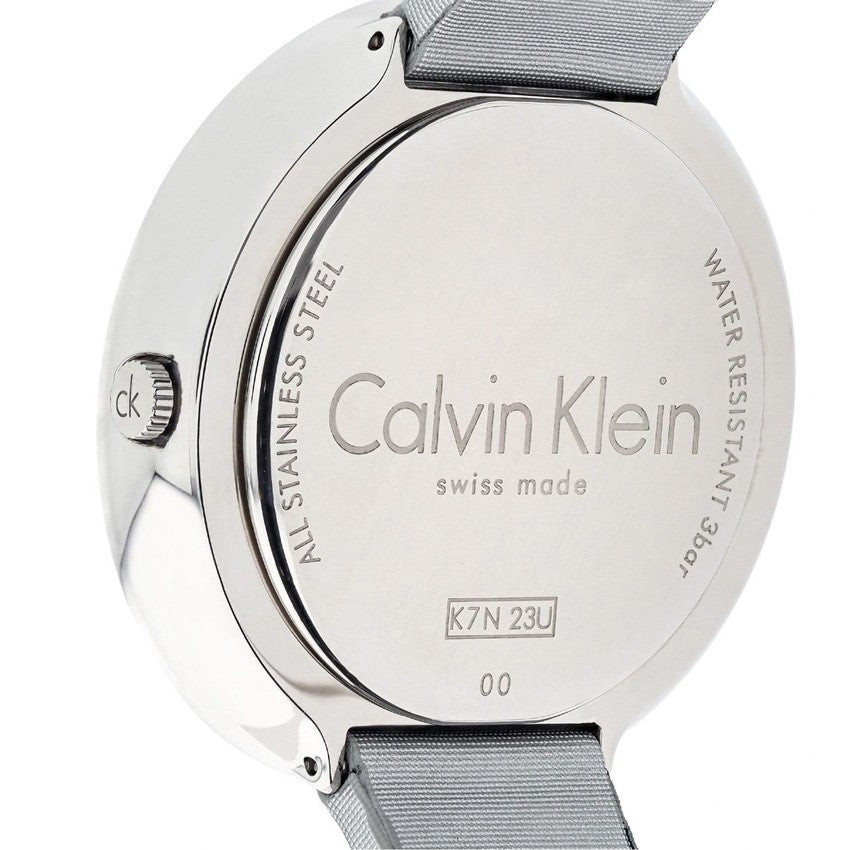 Calvin Klein Chic Silver Dial White Leather Strap Watch for Women - K7N23UP8