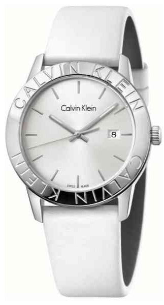 Calvin Klein Steady Silver Dial White Leather Strap Watch for Women - K7Q211L6