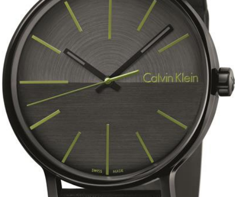 Calvin Klein Boost Black Dial Black Leather Strap Watch for Men - K7Y214CL