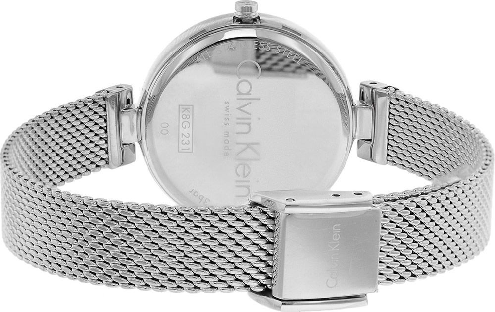 Calvin Klein Authentic Black Dial Silver Mesh Bracelet Watch for Women - K8G23121