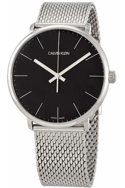 Calvin Klein High Noon Black Dial Silver Mesh Bracelet Watch for Men - K8M21121