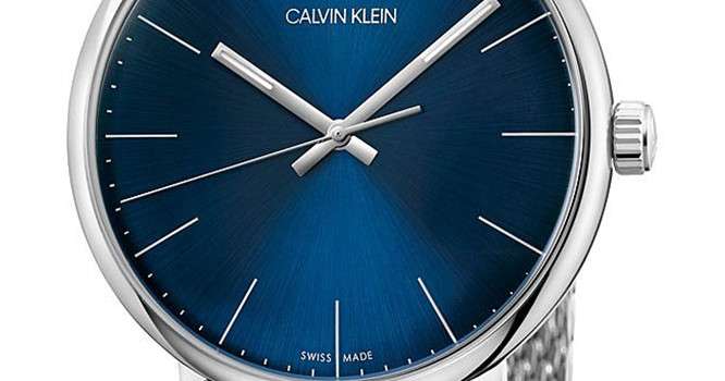 Calvin Klein High Noon Quartz Blue Dial Silver Mesh Bracelet Watch for Men - K8M2112N