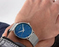 Calvin Klein High Noon Quartz Blue Dial Silver Mesh Bracelet Watch for Men - K8M2112N