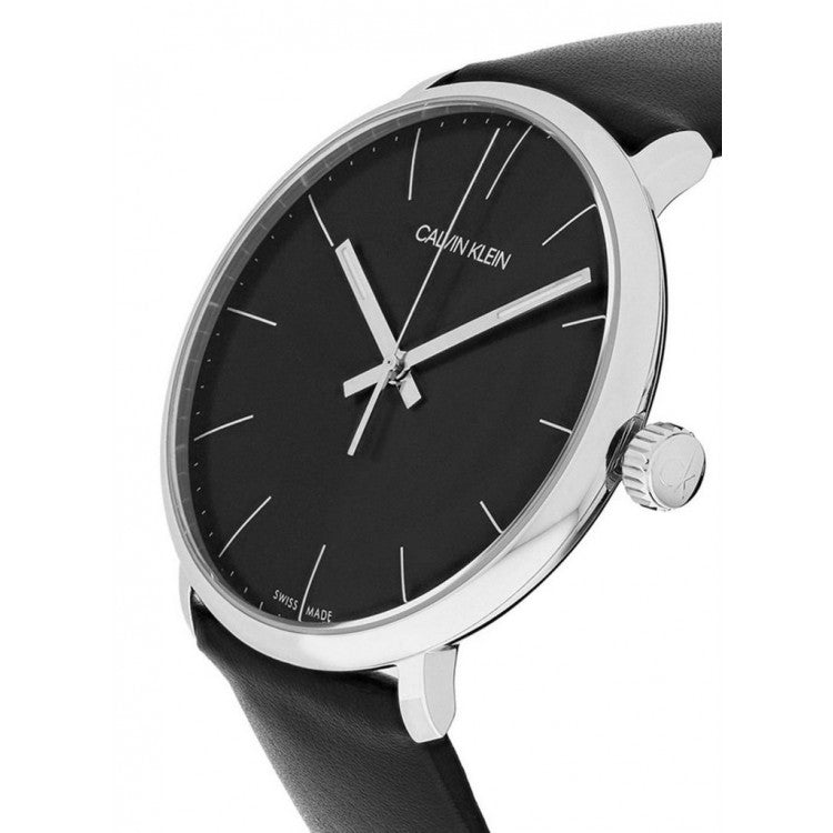 Calvin Klein High Noon Quartz Black Dial Black Leather Strap Watch for Men - K8M211C1