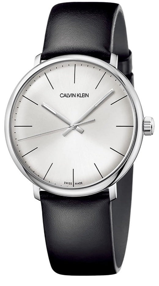 Calvin Klein High Noon Quartz White Dial Black Leather Strap Watch for Men - K8M211C6