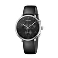 Calvin Klein High Noon Chronograph Black Dial Black Leather Strap Watch for Men - K8M271C1