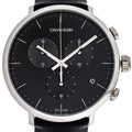 Calvin Klein High Noon Chronograph Black Dial Black Leather Strap Watch for Men - K8M271C1