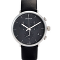 Calvin Klein High Noon Chronograph Black Dial Black Leather Strap Watch for Men - K8M271C1