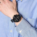 Calvin Klein High Noon Chronograph Black Dial Black Leather Strap Watch for Men - K8M274CB