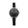 Calvin Klein Rebel Black Grey Dial Black Leather Strap Watch for Women - K8P231C1