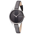 Calvin Klein Rebel Black Grey Dial Black Leather Strap Watch for Women - K8P231C1