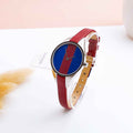 Calvin Klein Rebel Blue Dial Maroon Leather Strap Watch for Women - K8P231UN