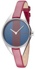 Calvin Klein Rebel Blue Dial Maroon Leather Strap Watch for Women - K8P231UN