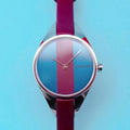 Calvin Klein Rebel Blue Dial Maroon Leather Strap Watch for Women - K8P231UN