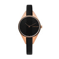 Calvin Klein Rebel Black Dial Black Leather Strap Watch for Women - K8P236C1