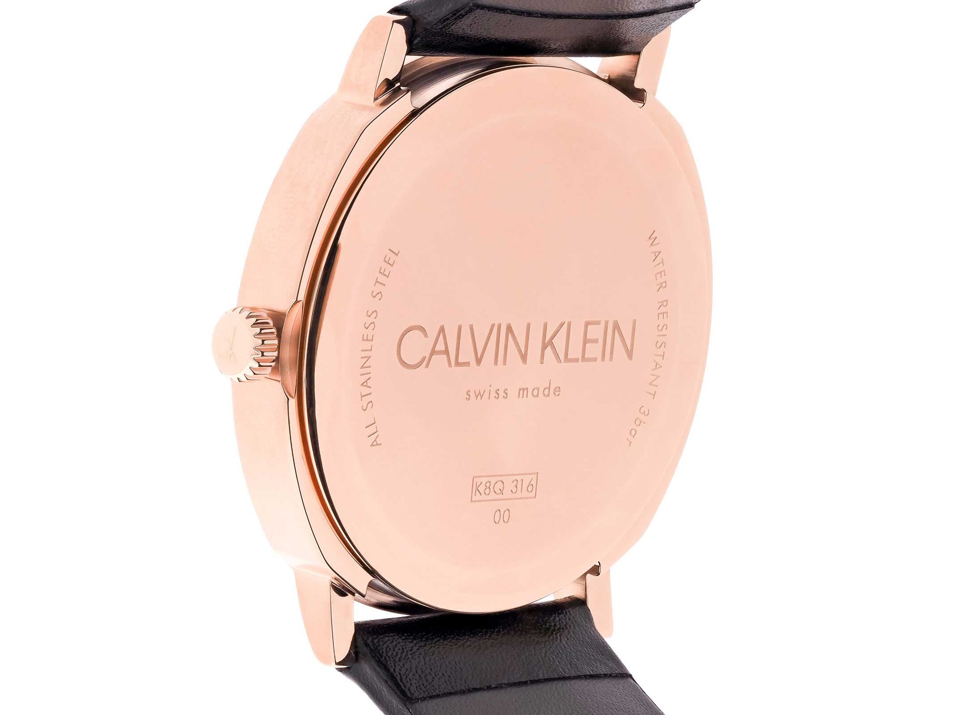 Calvin Klein City Quartz Grey Dial Black Leather Strap Watch for Men - K2G2G6C3