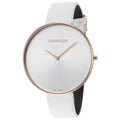 Calvin Klein Full Moon White Dial White Leather Strap Watch for Women - K8Y236L6