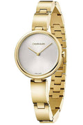 Calvin Klein Authentic Silver Dial Gold Steel Strap Watch for Women - K8G23546