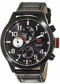 Tommy Hilfiger Trent Black Multifunction Black Dial Black Leather Strap Watch for Men - 1791136