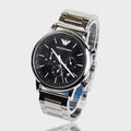 Emporio Armani Luigi Chronograph Black Dial Silver Steel Strap Watch For Men - AR1894