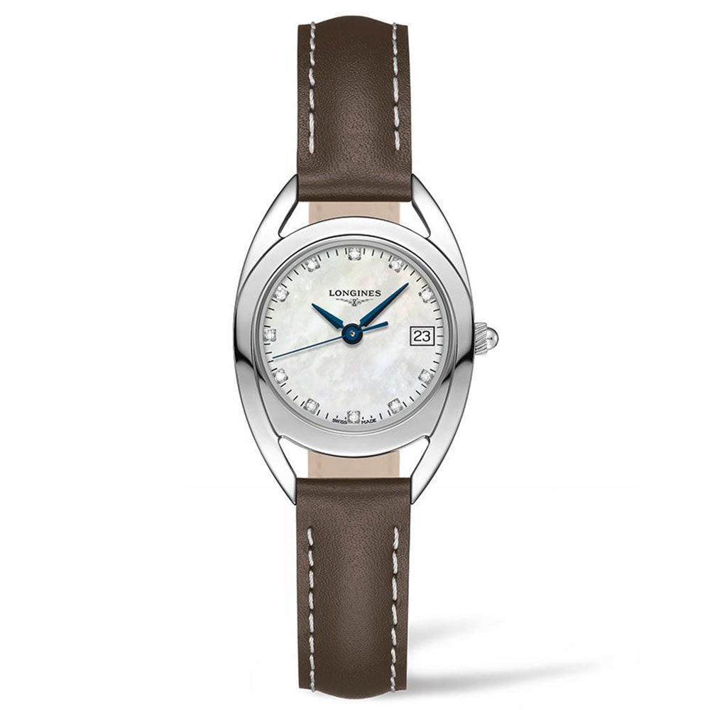 Longines Equestrian Mother of Pearl Dial Brown Leather Strap Watch for Women - L6.136.0.87.2