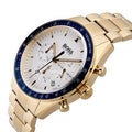 Hugo Boss Trophy Chronograph White Dial Gold Steel Strap Watch for Men - 1513631