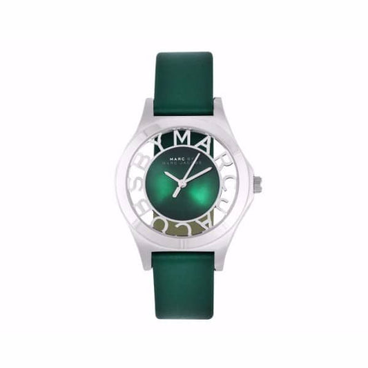 Marc Jacobs Henry Skeleton Green Dial Green Leather Strap Watch for Women - MBM1336