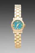 Marc Jacobs Amy Dinky Turquoise Dial Gold Stainless Steel Strap Watch for Women - MBM3229