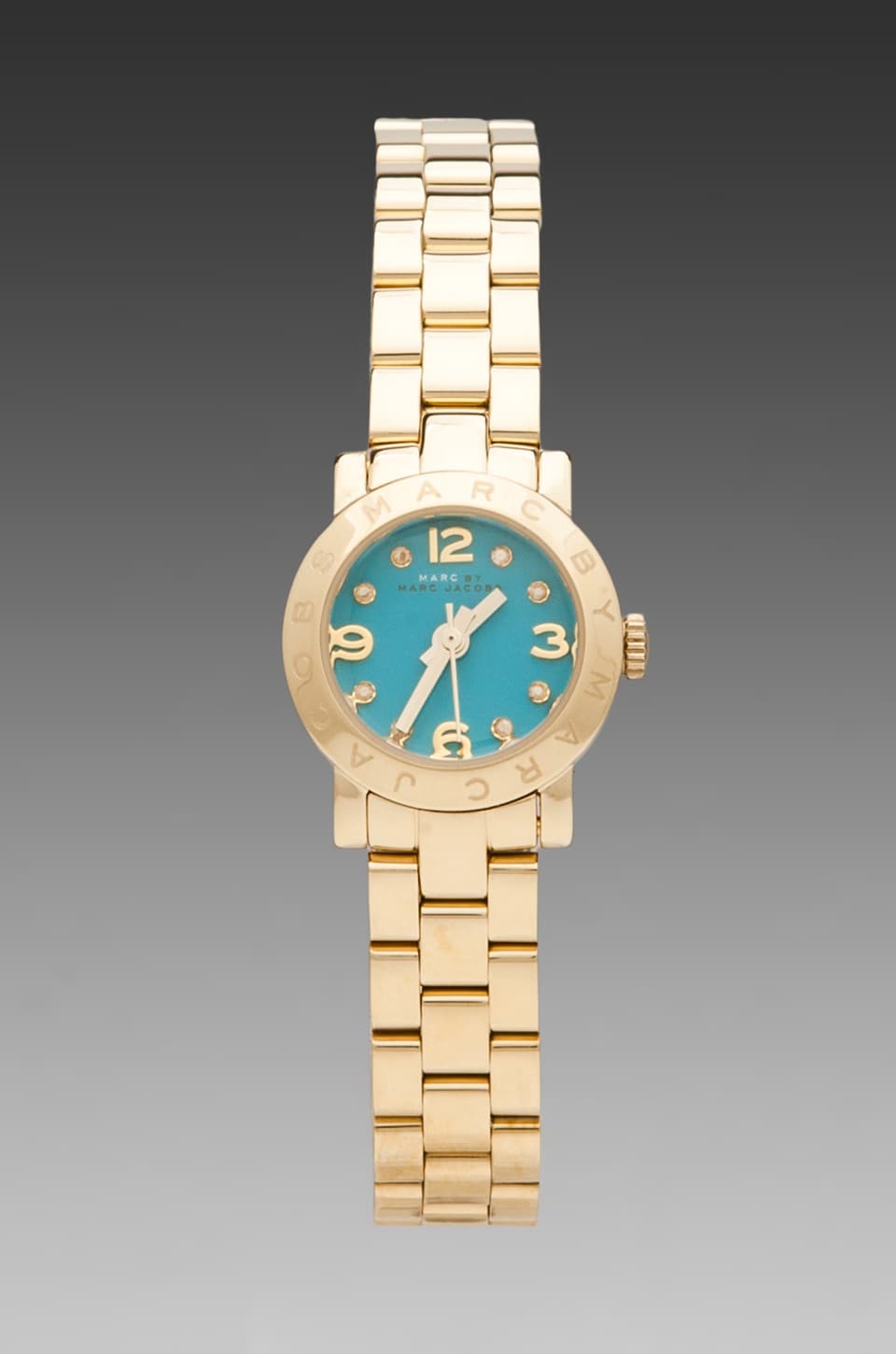 Marc Jacobs Amy Dinky Turquoise Dial Gold Stainless Steel Strap Watch for Women - MBM3229