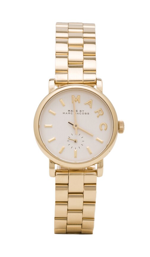 Marc Jacobs Baker White Dial Gold Stainless Steel Watch for Women - MBM3247