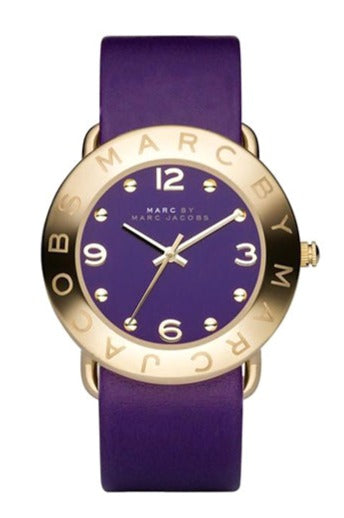 Marc Jacobs Amy Purple Dial Purple Leather Strap Watch for Women - MBM1151