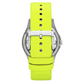 Marc Jacobs Henry Skeleton Neon Yellow Dial Leather Strap Watch for Women - MBM1242