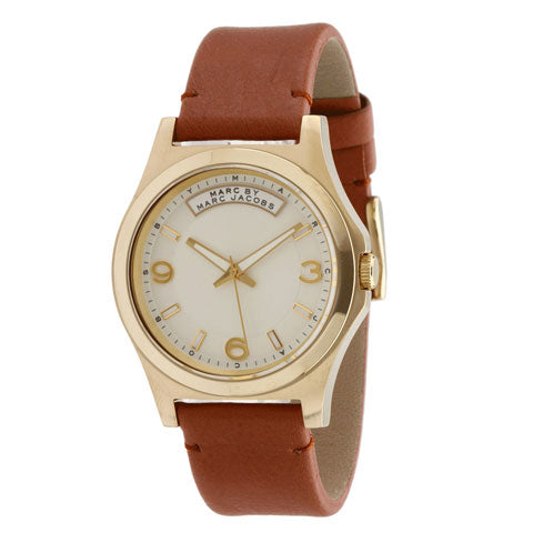 Marc Jacobs Baby Dave White Dial Brown Leather Strap Watch for Leather - MBM1261