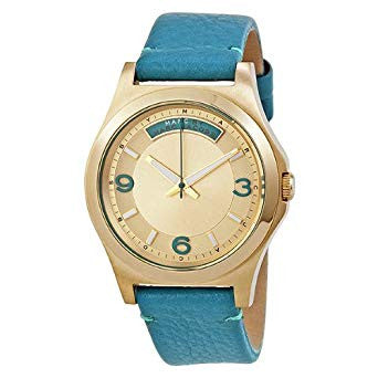 Marc Jacobs Baby Dave Champagne Dial Teal Leather Strap Watch for Women - MBM1263