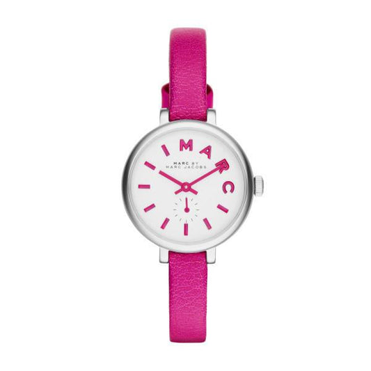 Marc Jacobs Sally White Dial Pink Leather Strap Watch for Women - MBM1353