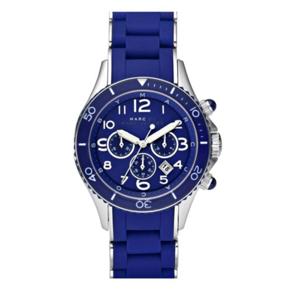 Marc Jacobs Rock Chronograph Blue Dial Blue Silicone Strap Watch for Women - MBM2548